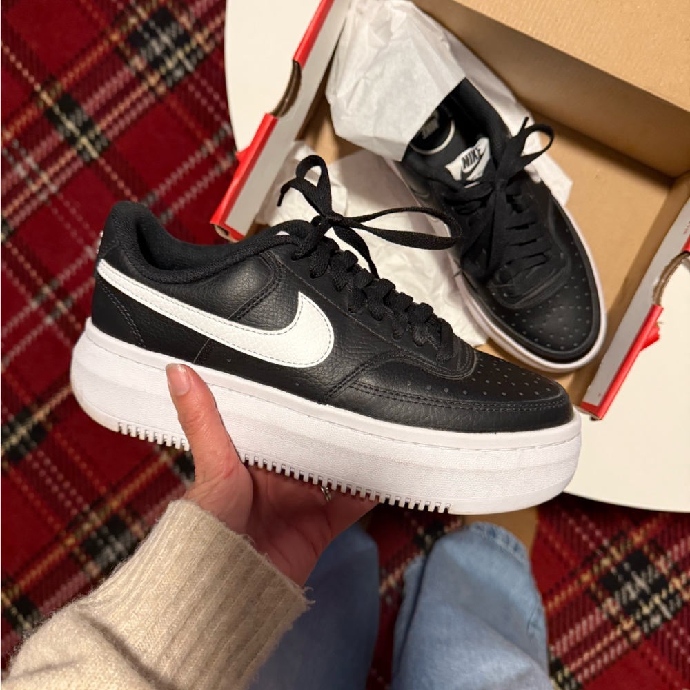 Nike Black and White Platform Sneakers